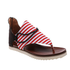 Breathable Lightweight Printed Chic Floral Flip - toe Roman Casual Sandals Five Pointed Star Stripes