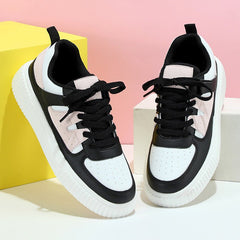 Breezy Board Kicks Shoes Breathable Lightweight Comfort Casual Sports White, Black And Pink