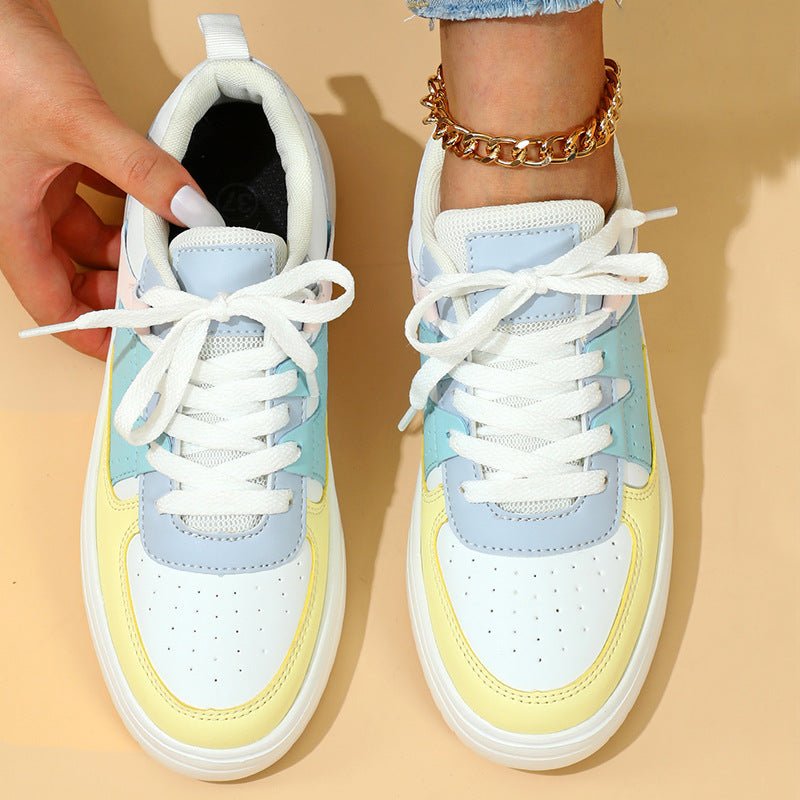 Breezy Comfort Sidewalk to Sunset Flats Lace - up Outdoor Flat Shoes White And Yellow