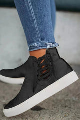 Breezy Flat Casual Airy Canvas Lace - Ups Shoes Hollow Out Tied Black