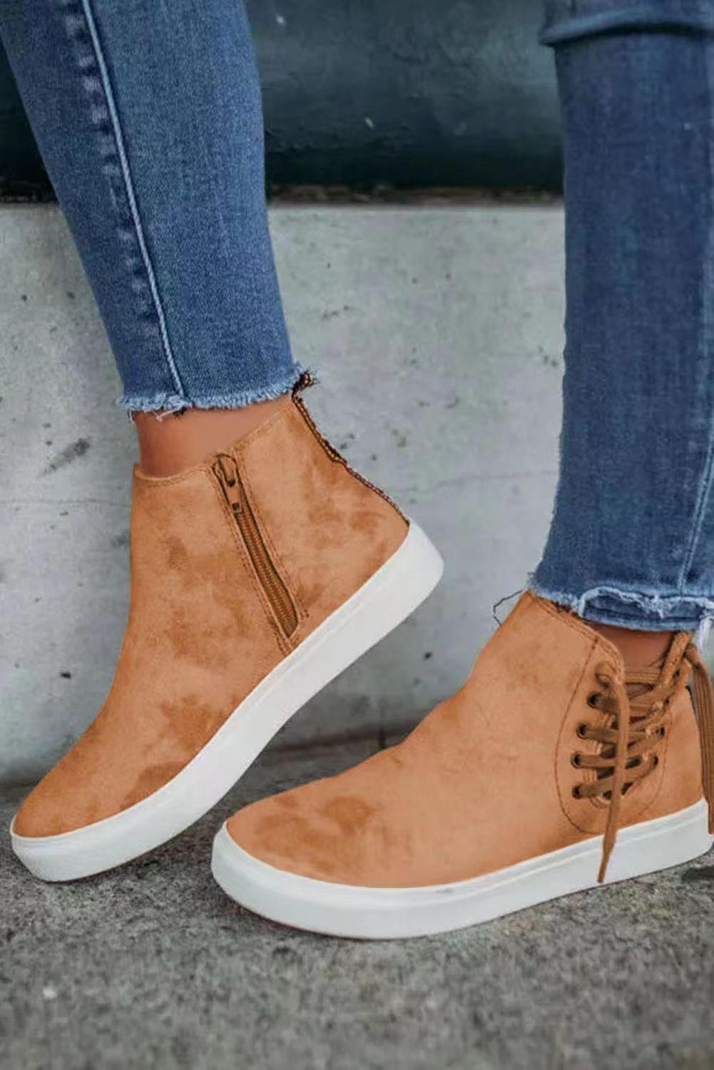 Breezy Flat Casual Airy Canvas Lace - Ups Shoes Hollow Out Tied Brown