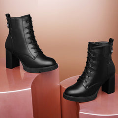 British Style Autumn And Winter Single Boots High Heels Double Zipper Single Lining