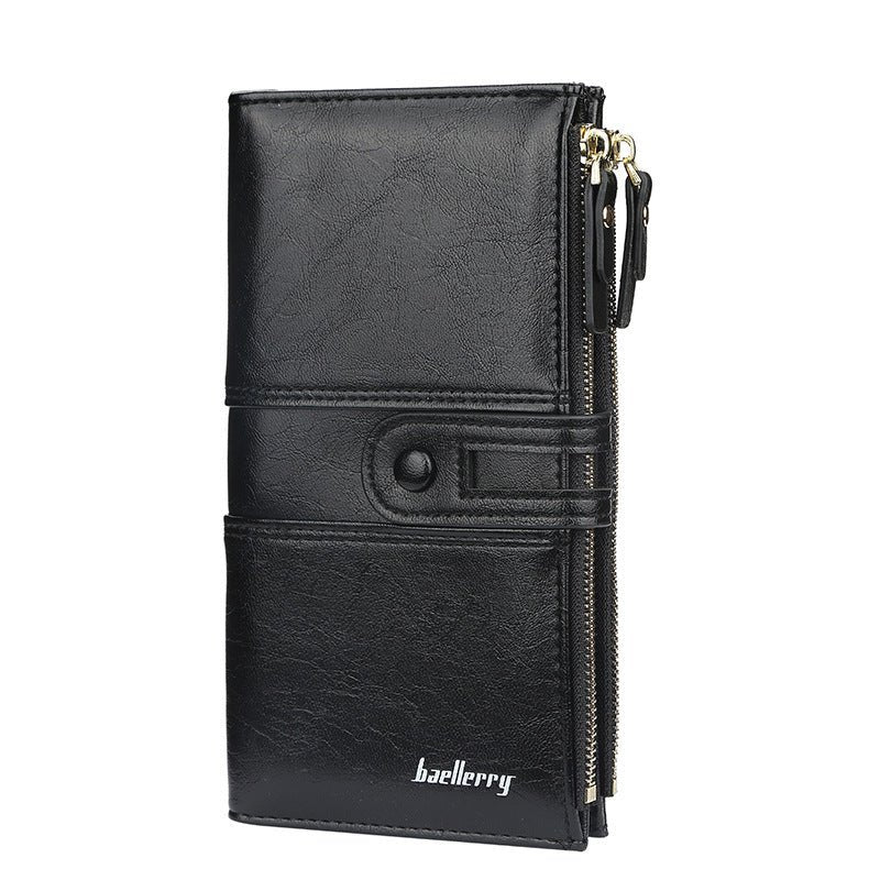 Buckle Zipper Clutch Handbag Black