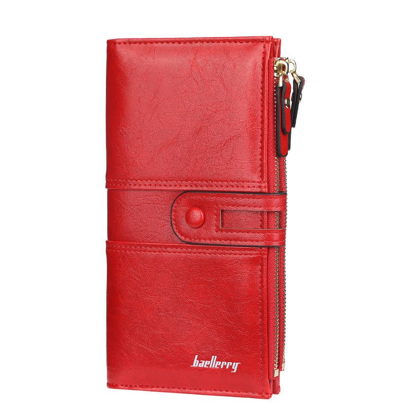 Buckle Zipper Clutch Handbag Red