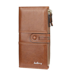 Buckle Zipper Clutch Handbag Brown