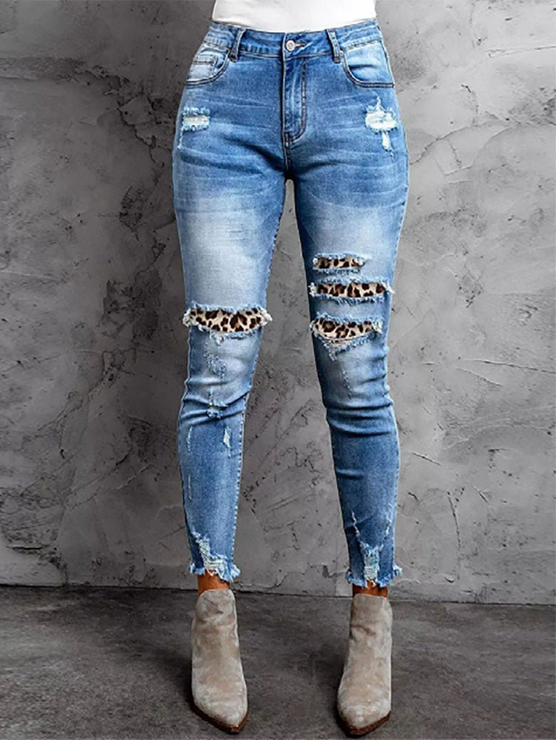 Burrs Tassels Denim Trousers For Women Stylish Trousers Blue