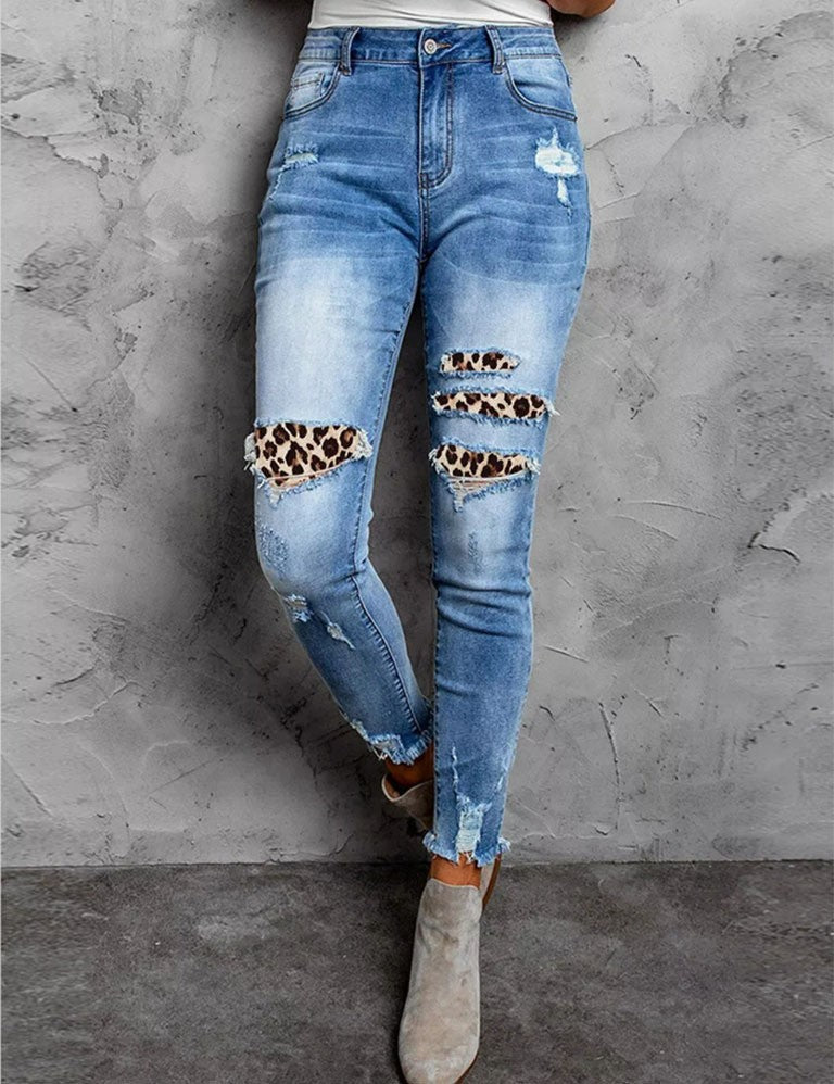 Burrs Tassels Denim Trousers For Women Stylish Trousers Blue