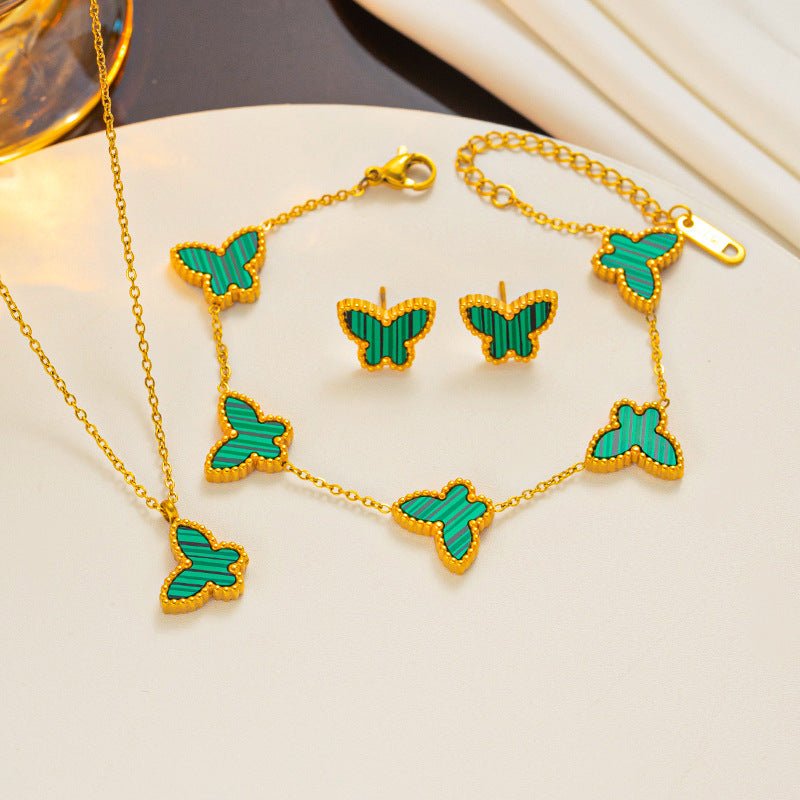 Butterfly Charm Bracelet Trio: Simple and Elegant Ornament Set Green suit