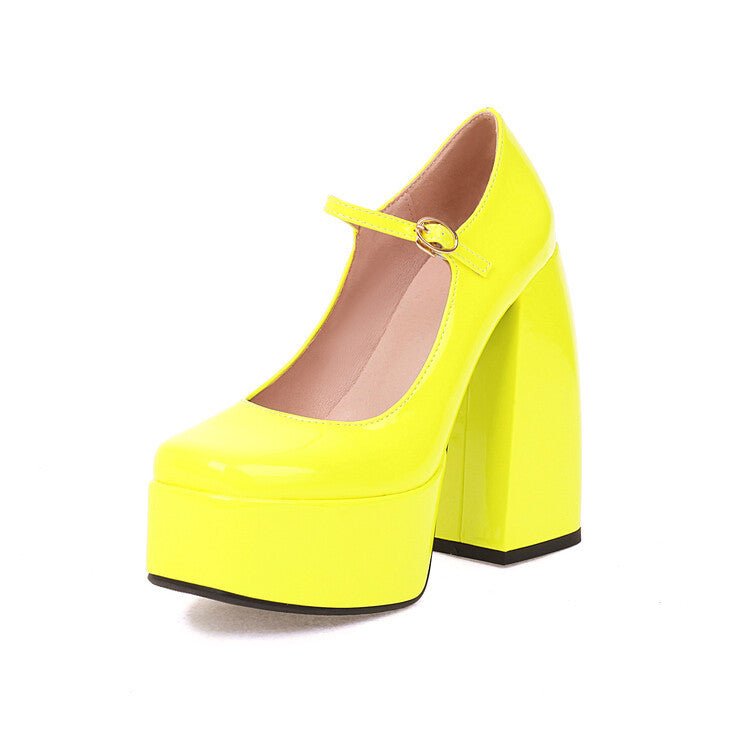 Candy Color Nightclub Waterproof Platform Super High Heel Yellow