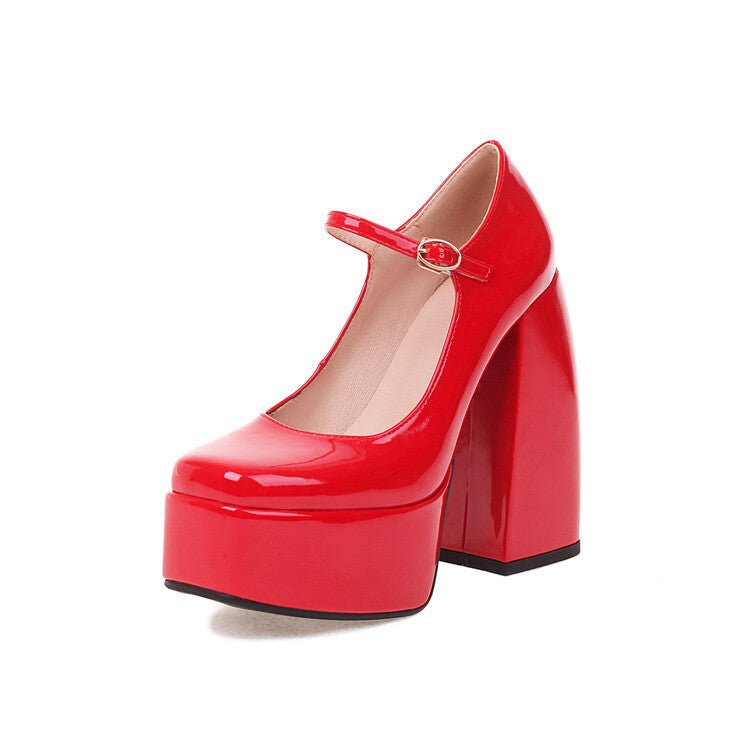 Candy Color Nightclub Waterproof Platform Super High Heel Red