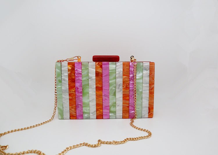 Candy Color Striped Pearlescent Acrylic Clutch Bag