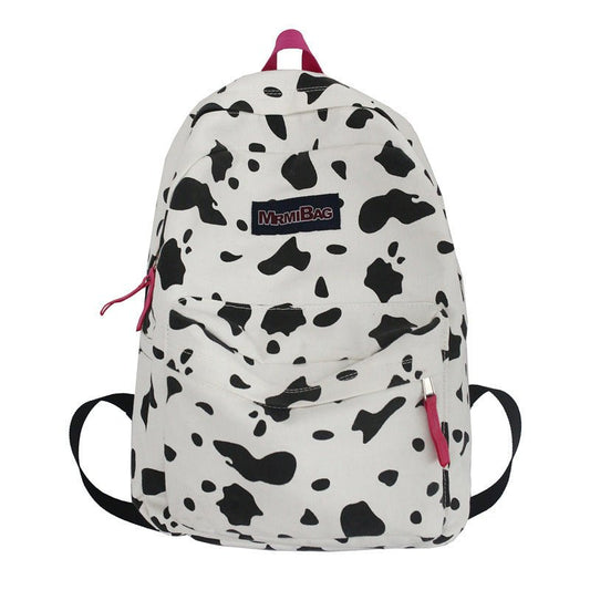 Canvas Backpack with Fashionable Cow Pattern Leopard Print