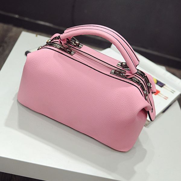 Casual Boston Clutch Handbags Light Pink