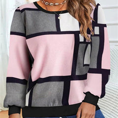 Casual Geometric 3D Printed Loose Long - Sleeve Sweater 1 Style