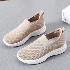 Casual Mesh Shoes Sock Slip Casual Soft Sole Walking Sports Shoe Khaki