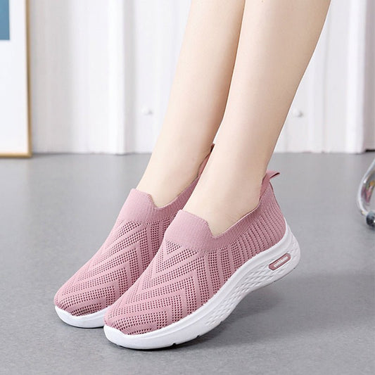 Casual Mesh Shoes Sock Slip Casual Soft Sole Walking Sports Shoe Black