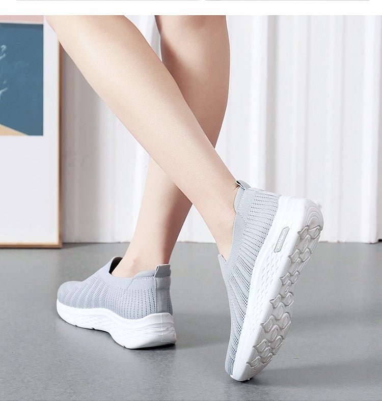 Casual Mesh Shoes Sock Slip Casual Soft Sole Walking Sports Shoe Black