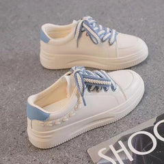 Casual Women's Sports Leather Platform Sneakers for Every Adventure Sky Blue