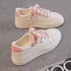 Casual Women's Sports Leather Platform Sneakers for Every Adventure Pink