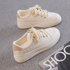 Casual Women's Sports Leather Platform Sneakers for Every Adventure Khaki