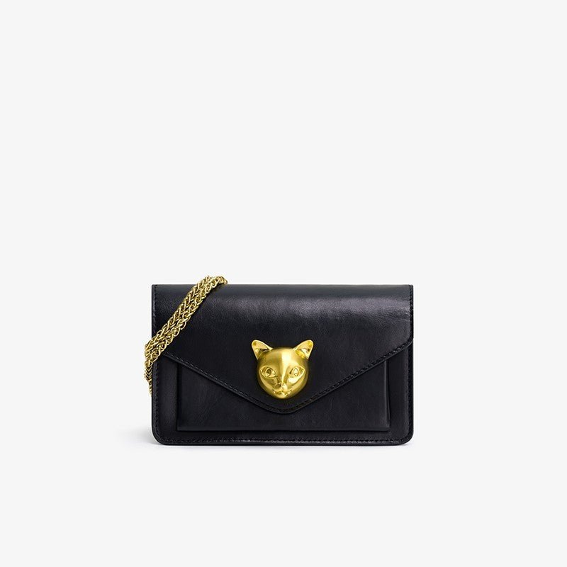 Cat Head Small Crowd Light Luxury Fashion Chain Bag Black