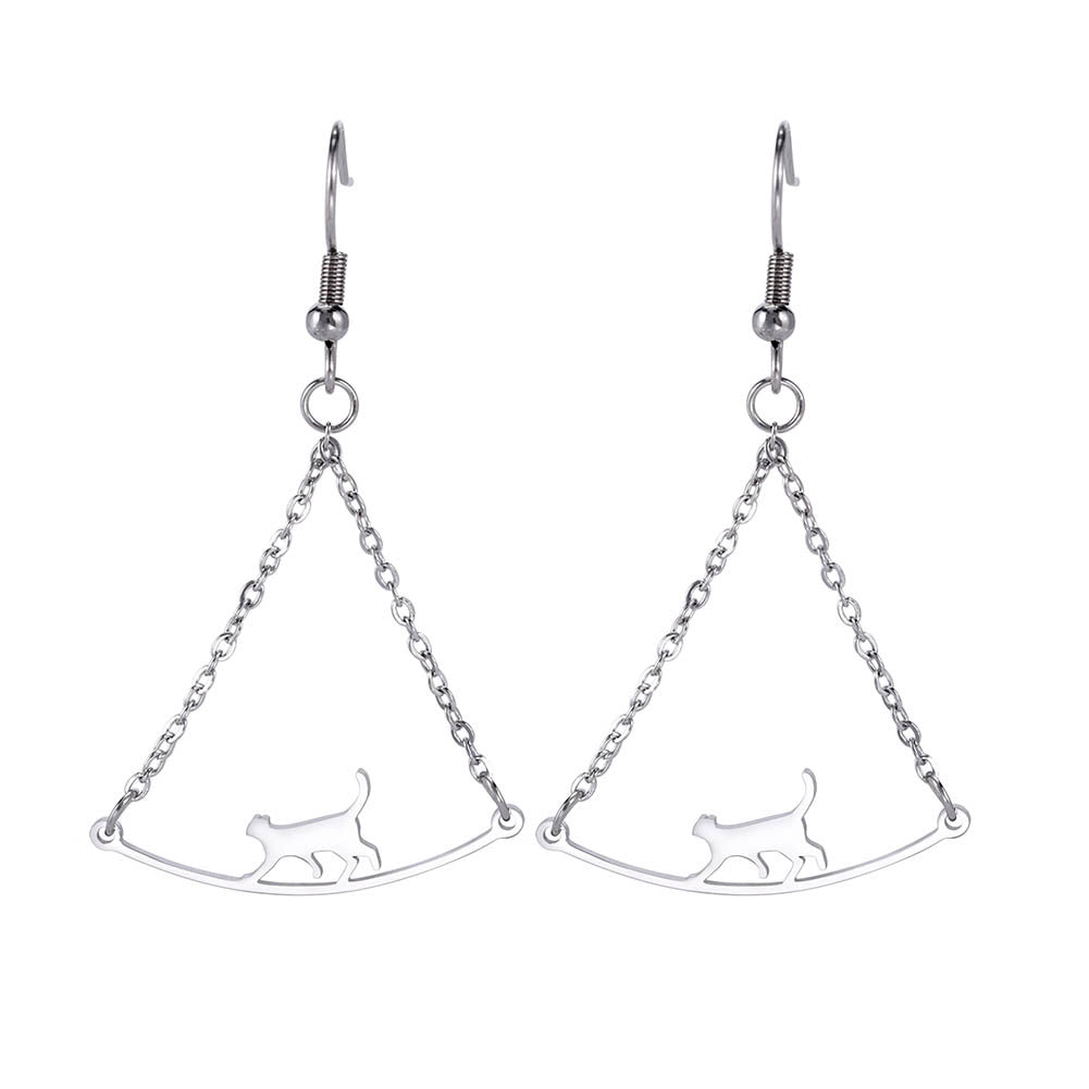 Cat Walk Simple Rope Earrings – Whimsical Feline Fashion Gold