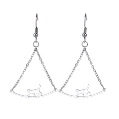 Cat Walk Simple Rope Earrings – Whimsical Feline Fashion Gold