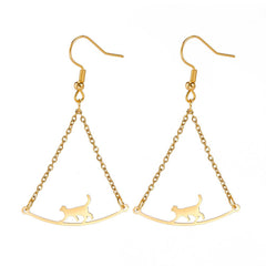 Cat Walk Simple Rope Earrings – Whimsical Feline Fashion Gold