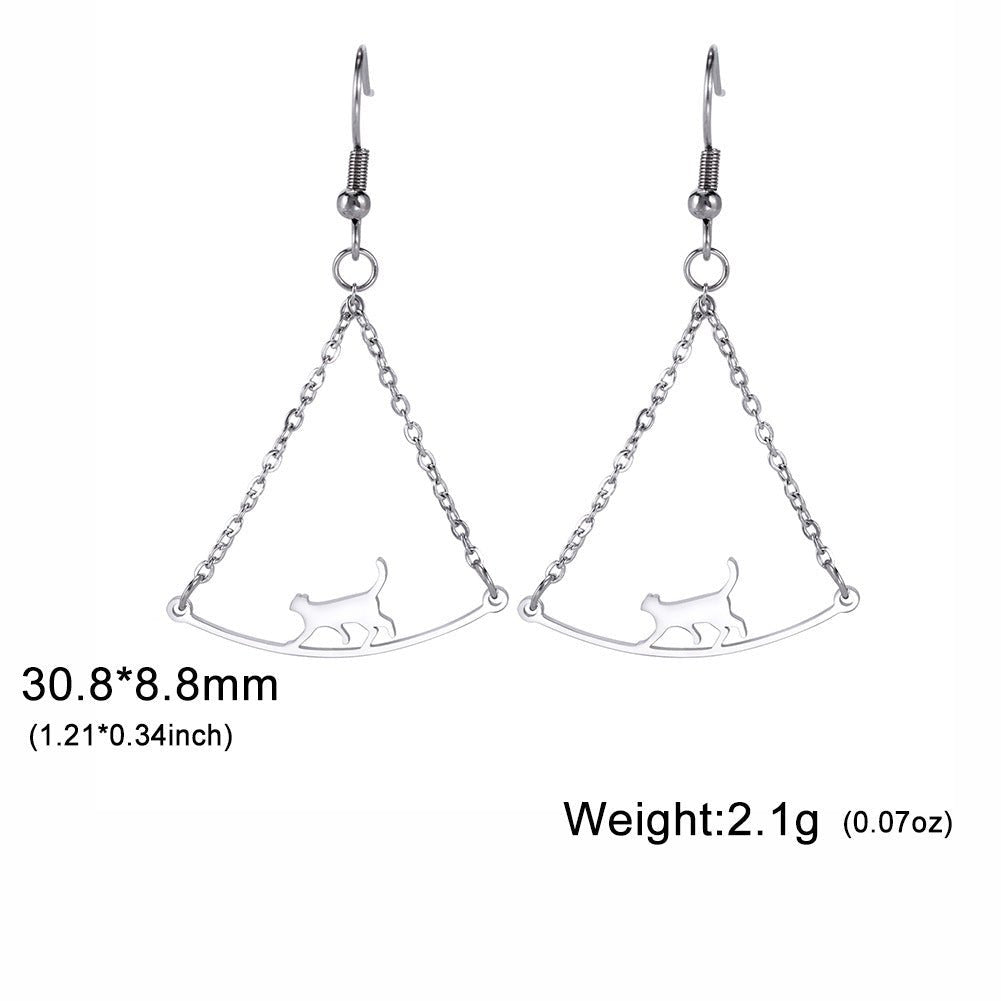 Cat Walk Simple Rope Earrings – Whimsical Feline Fashion Steel