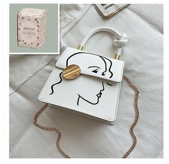 Chain Shoulder Bag, Fresh, Sweet And Fashionable White with a jasmine sachet