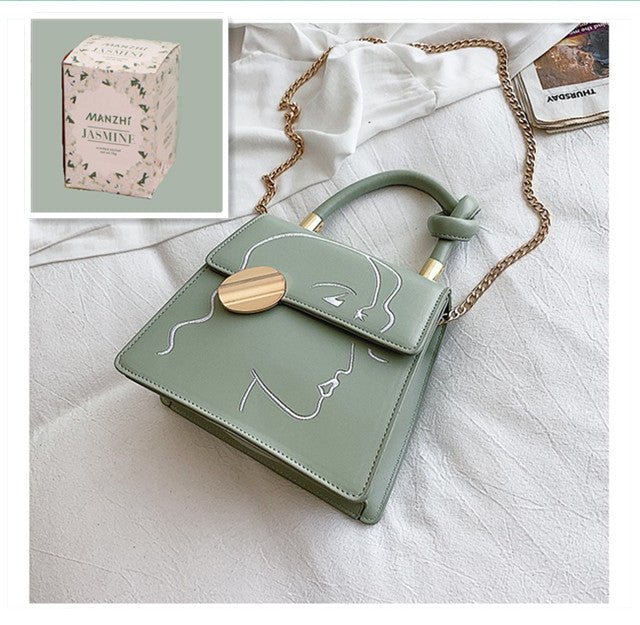 Chain Shoulder Bag, Fresh, Sweet And Fashionable Green with a jasmine sachet