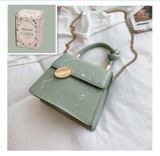 Chain Shoulder Bag, Fresh, Sweet And Fashionable Green with a jasmine sachet