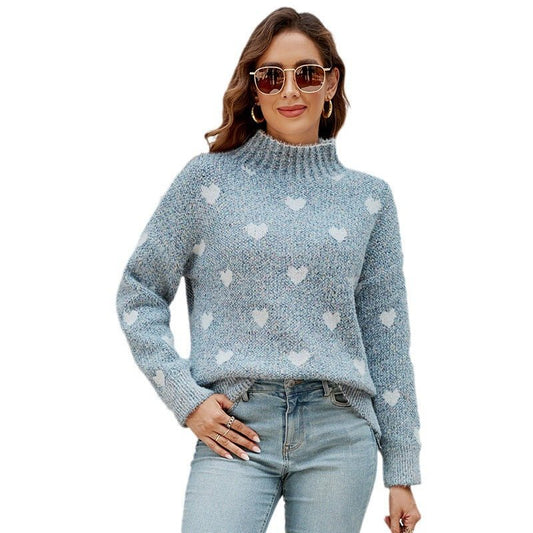 Chenille Love Sweater - (European and American Style) Blue