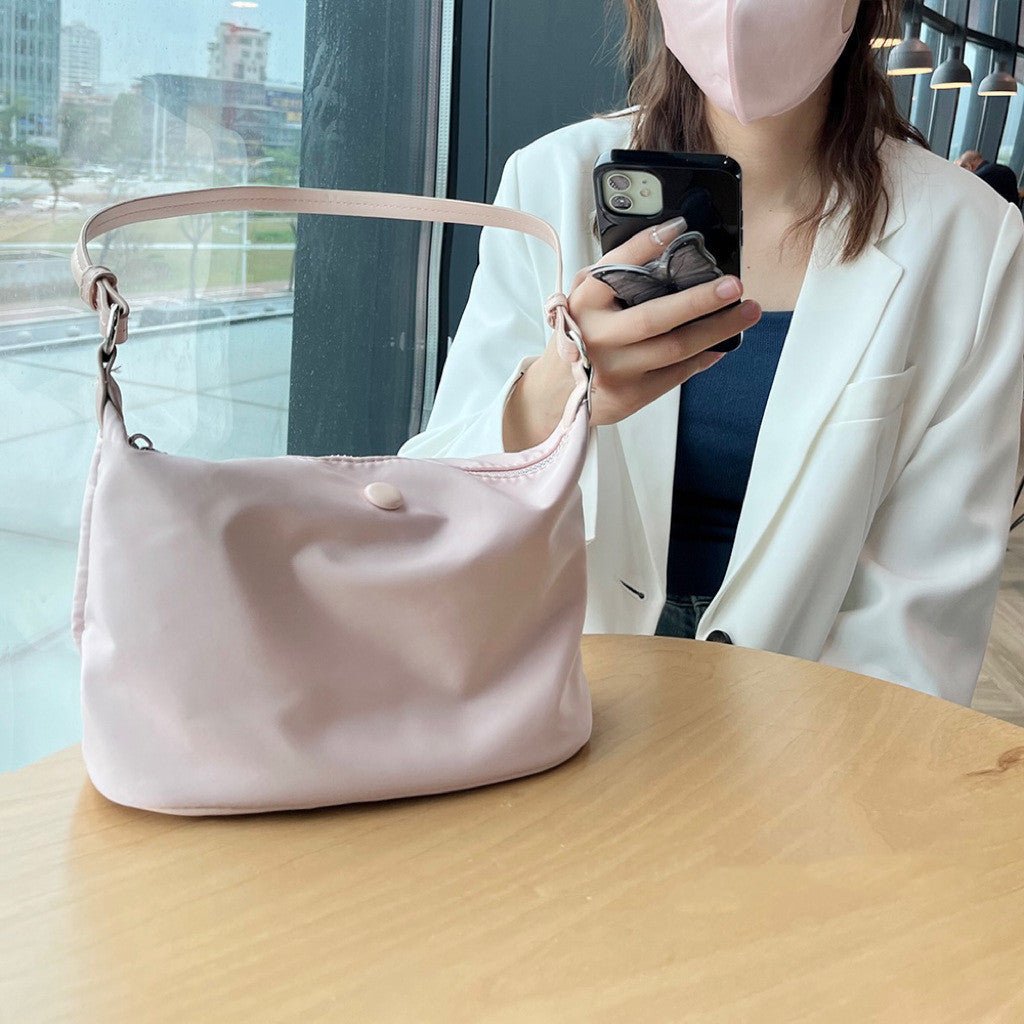 Chic and Lightweight Waterproof Nylon Shoulder Messenger Bag for Women Pink