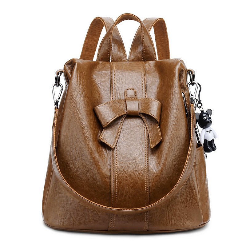 Chic Bow Travel Bag: Women's New Korean Style Fashion Backpack Brown