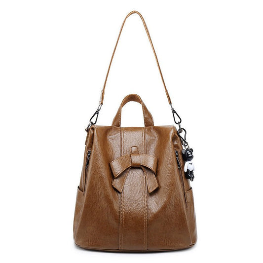 Chic Bow Travel Bag: Women's New Korean Style Fashion Backpack Brown