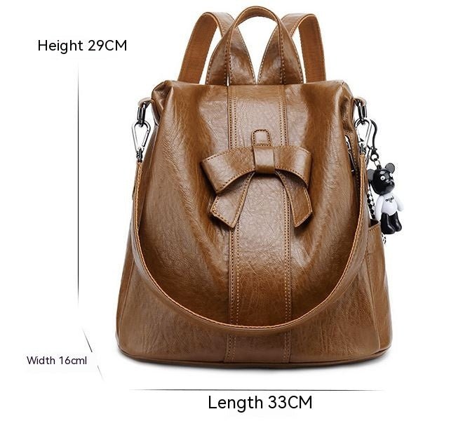 Chic Bow Travel Bag: Women's New Korean Style Fashion Backpack Brown