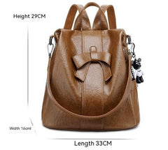 Chic Bow Travel Bag: Women's New Korean Style Fashion Backpack Brown