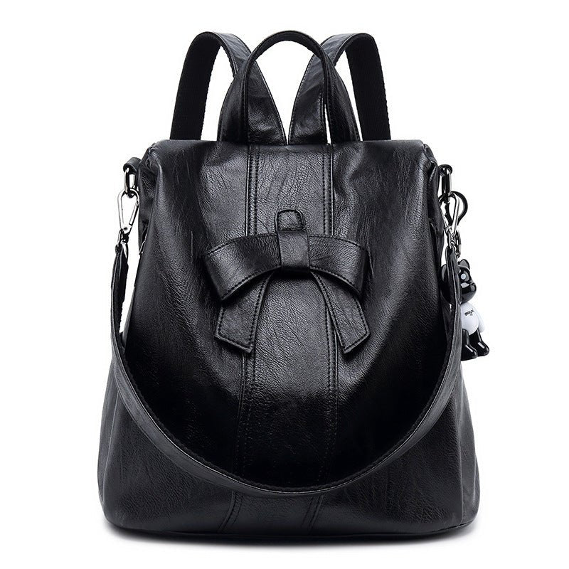 Chic Bow Travel Bag: Women's New Korean Style Fashion Backpack Black