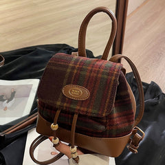 Chic Casual Bag: Women's Latest Fashion Backpack Red Grid