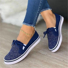 Chic Cozy Slip - On Loafers Fall Flat Shoes Female Low Top Shallow Mouth Blue