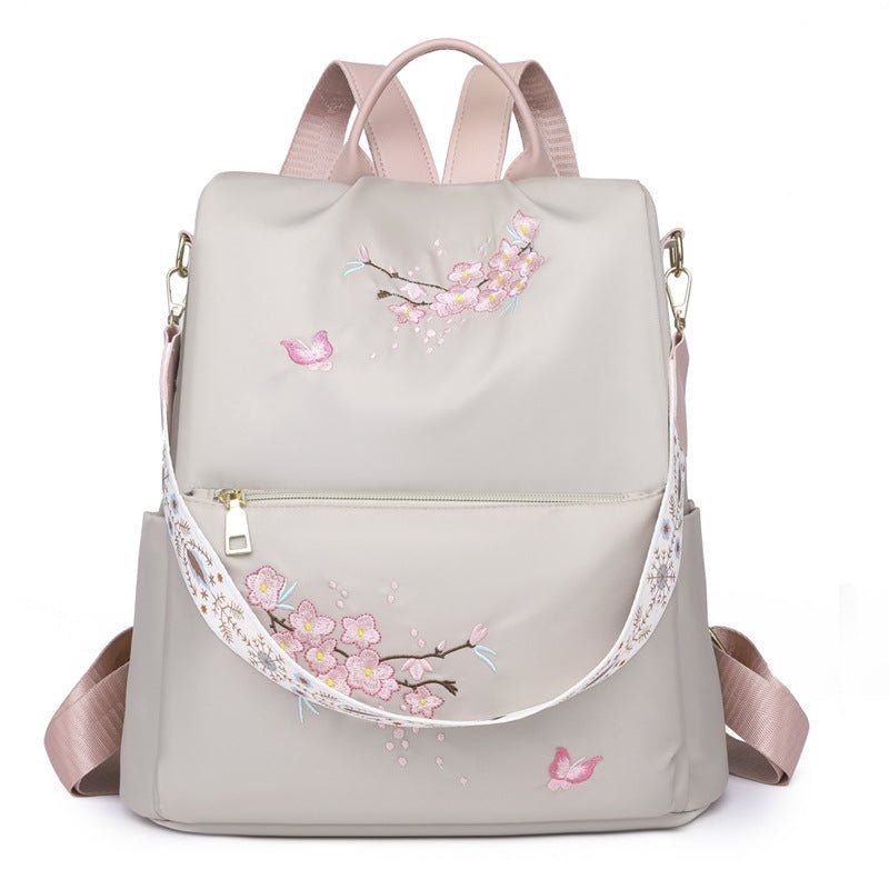 Chic Ethnic Embroidery Casual Backpacks for Women's Fashion Beige