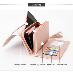 Chic Geometric Alphabet Bag Clutch Tassel Petal Long Ladies Wallet Beige