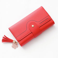 Chic Geometric Alphabet Bag Clutch Tassel Petal Long Ladies Wallet Red
