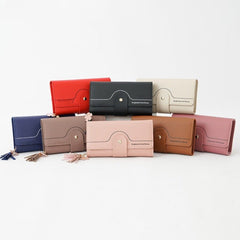 Chic Geometric Alphabet Bag Clutch Tassel Petal Long Ladies Wallet Beige