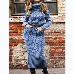 Chic Knitwear Sweater - Women's Fashion Long Sleeve Peacock Blue