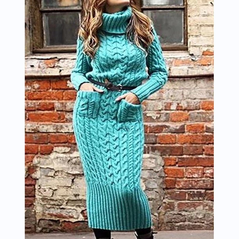 Chic Knitwear Sweater - Women's Fashion Long Sleeve Peacock Blue