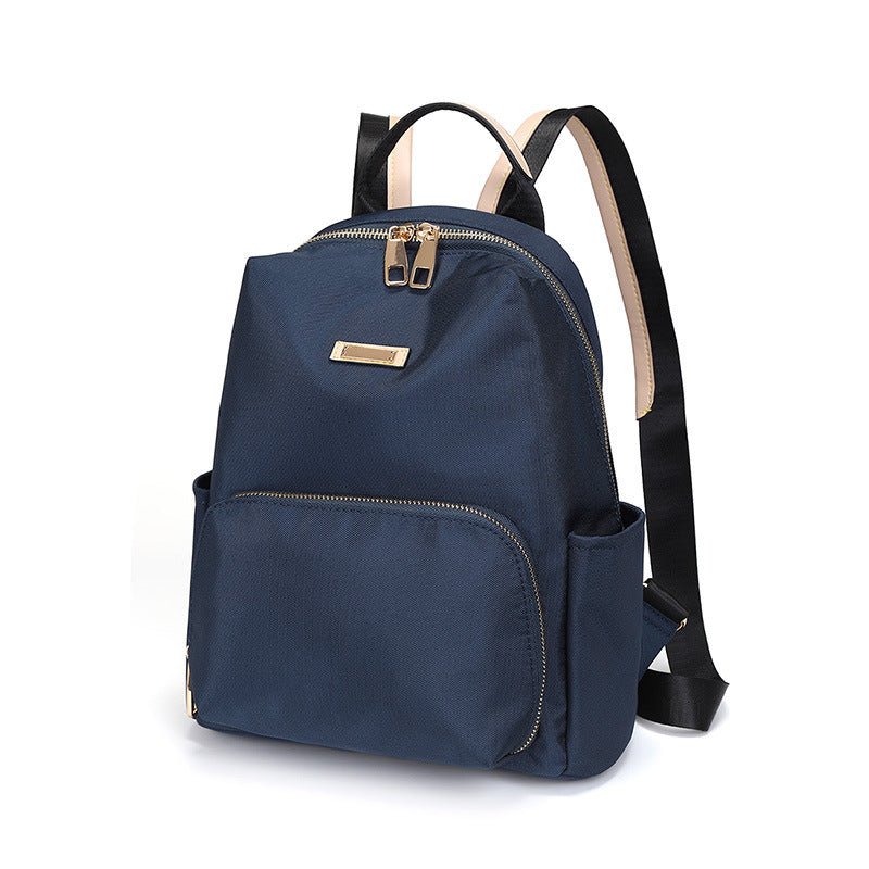 Chic Korean Style Pure Color Oxford Cloth Women's Backpack Blue