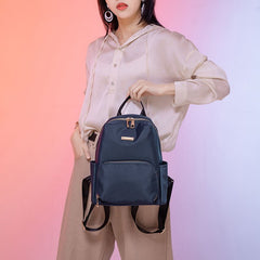 Chic Korean Style Pure Color Oxford Cloth Women's Backpack Blue