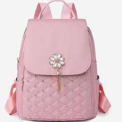 Chic Nylon Backpack: Korean Style with Fashionable Embroidery Thread Black